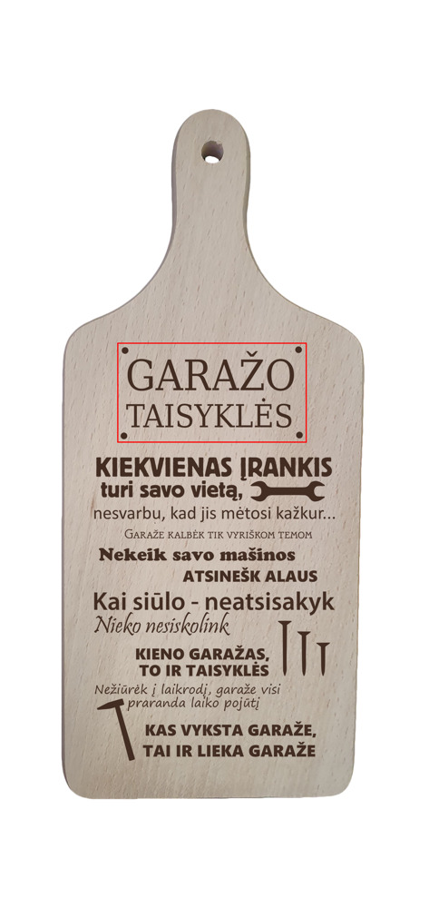 Pjaustymo lentelė „Garažo taisyklės“