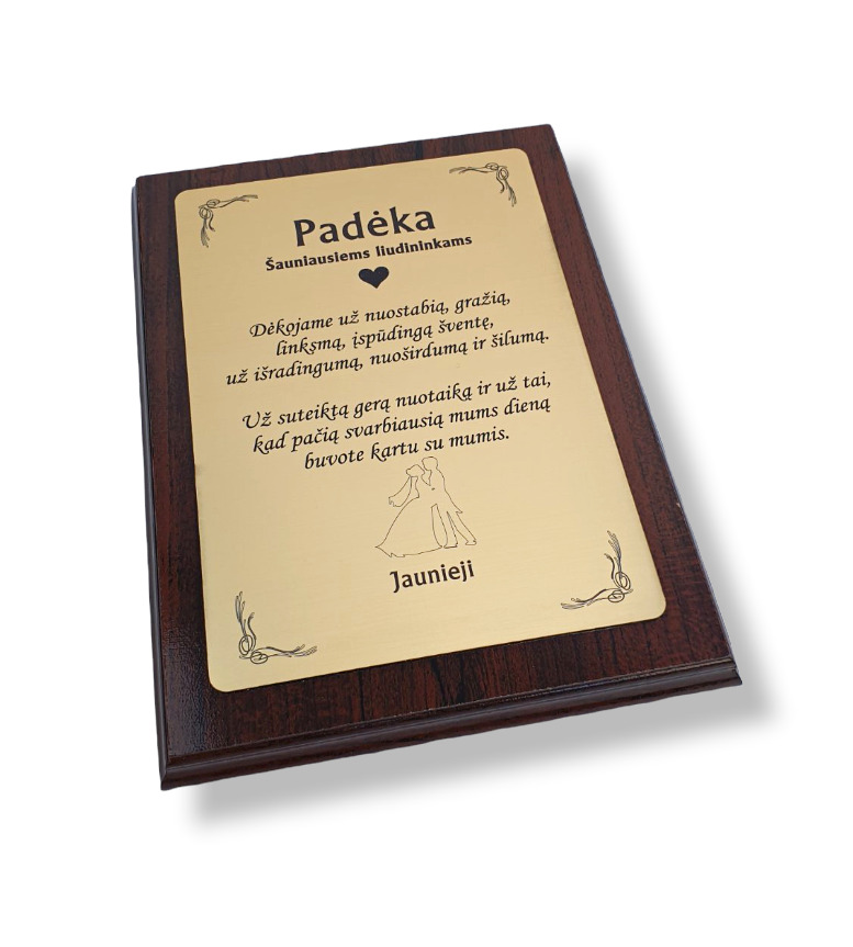 Plaketė „Padėka šauniausiems liudininkams“