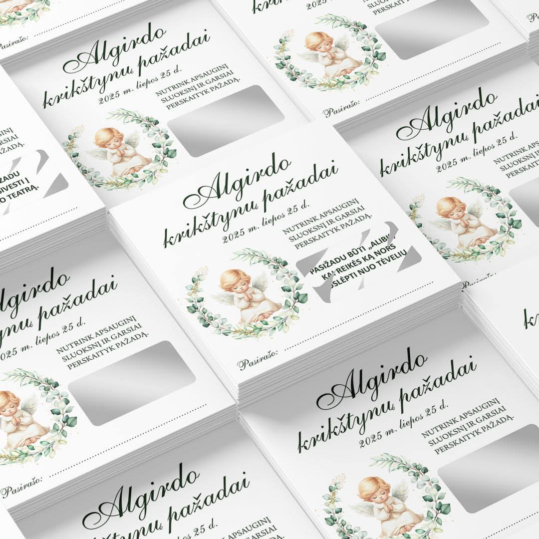 Nutrinamos pažadų kortelės Žalias angeliukas 