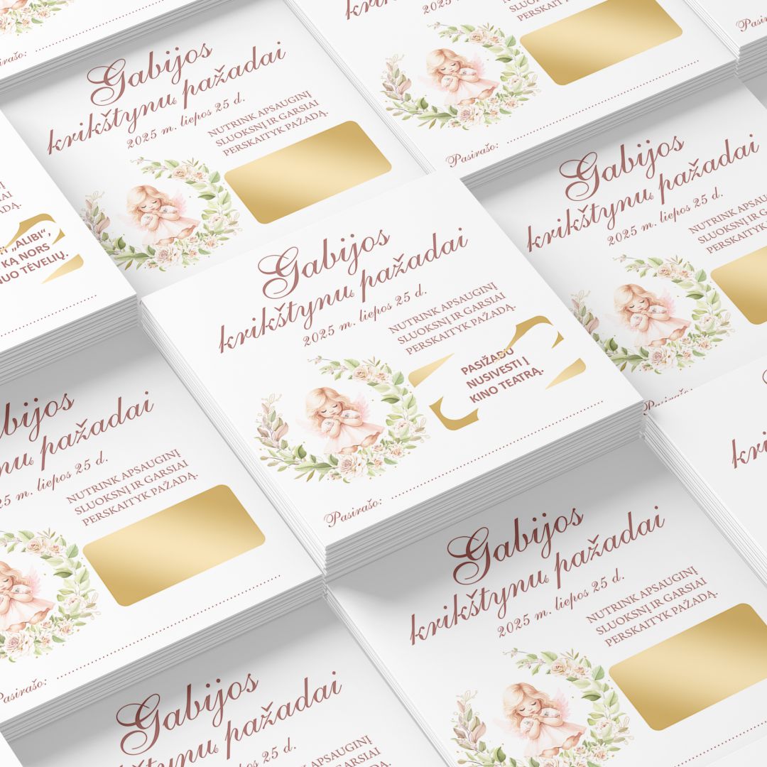 Nutrinamos pažadų kortelės Rožinis angeliukas