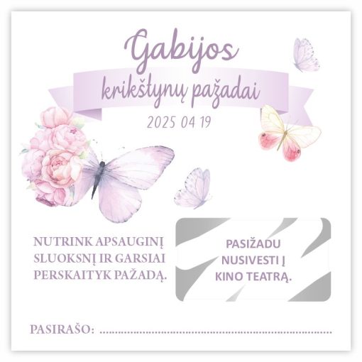 Nutrinamos pažadų kortelės Drugeliai 