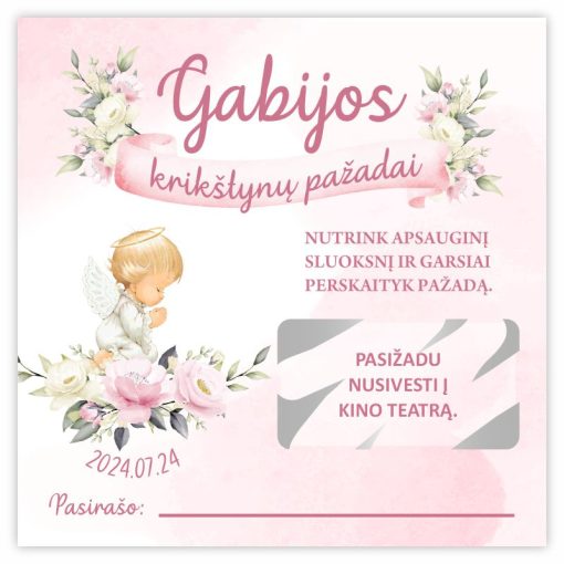 Nutrinamos pažadų kortelės Rožinis angelas