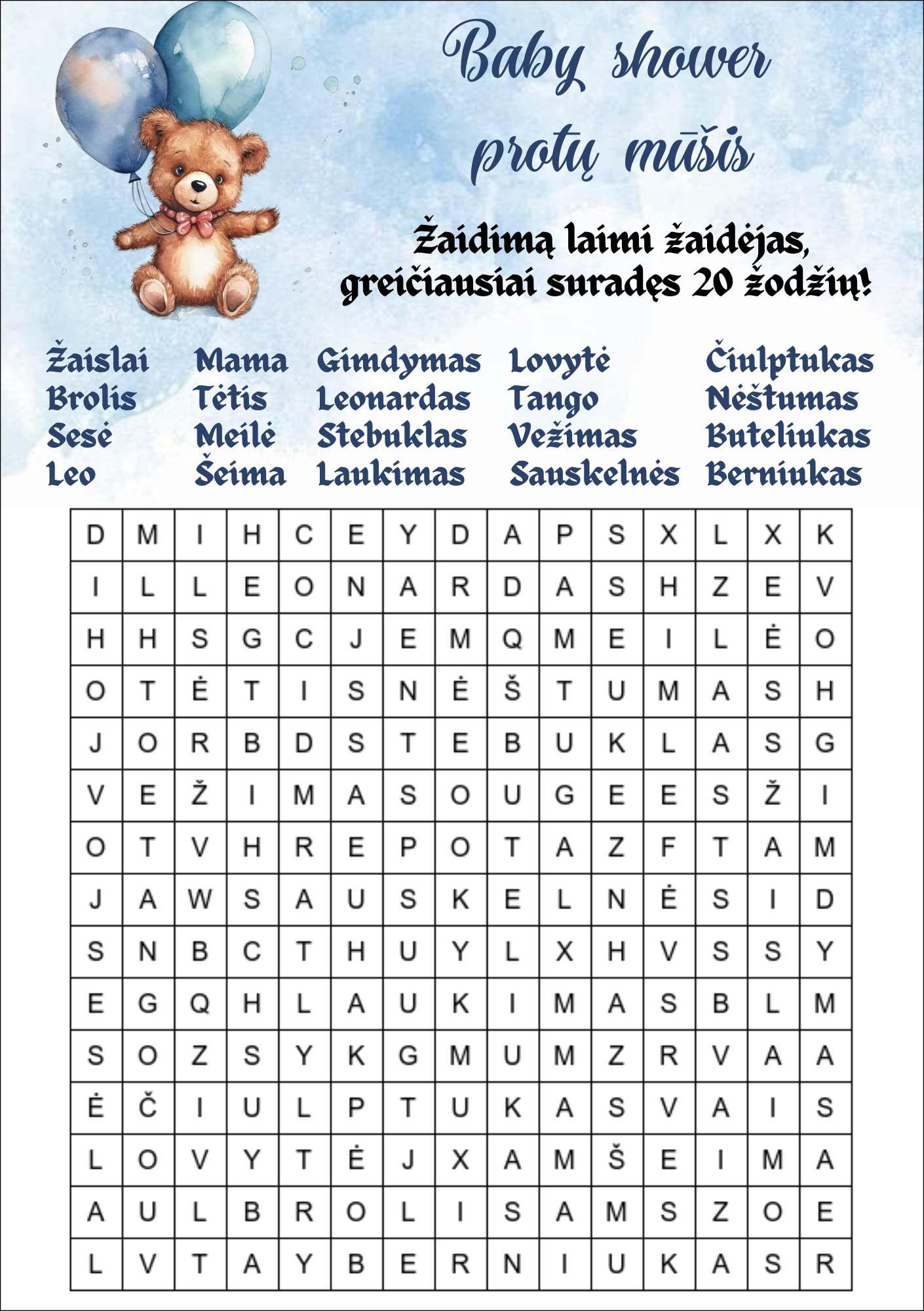 Protų mūšis Baby shower