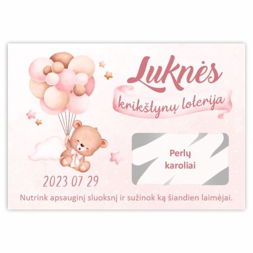 Krikštynų loterija Rožinis meškutis 