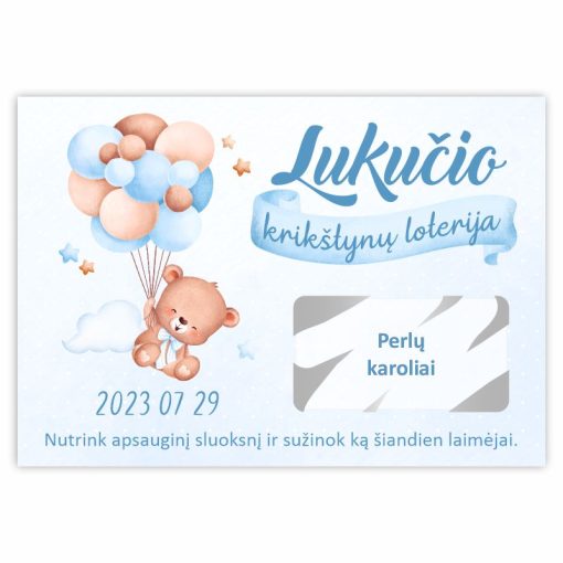Krikštynų loterija Mėlynas meškutis 