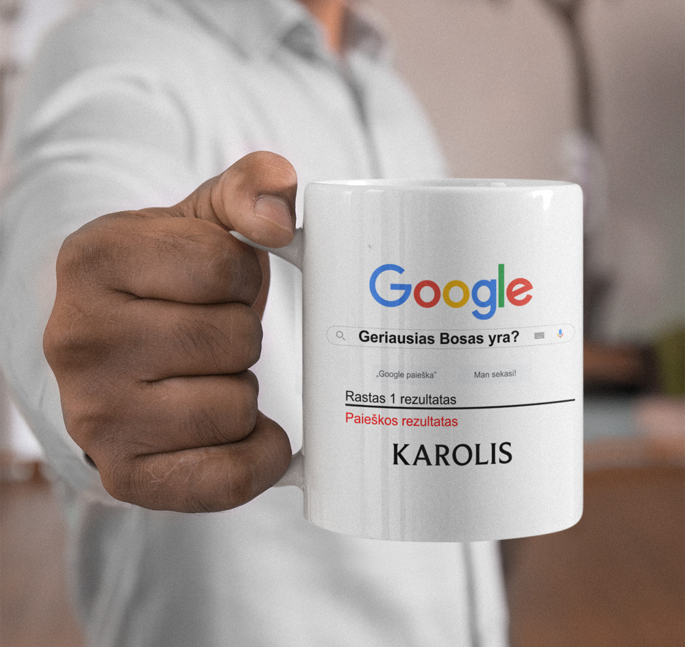 Standartinis puodelis „Geriausias Bosas yra?“ (Su jūsų norimu vardu)