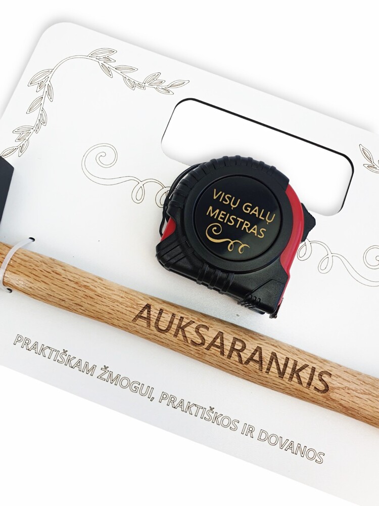 Dovana praktiškam vyrui plaktukas ir ruletė „Lagaminas“