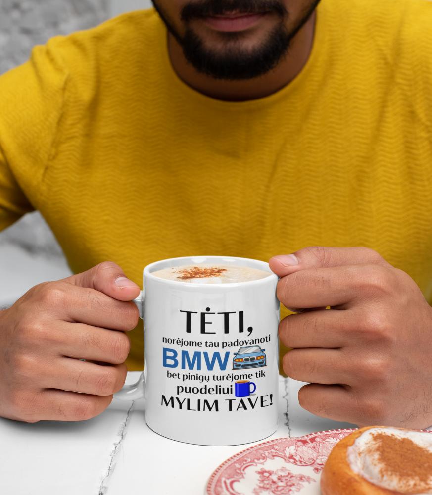 Standartinis puodelis „Tėti, norėjome tau padovanoti BMW“