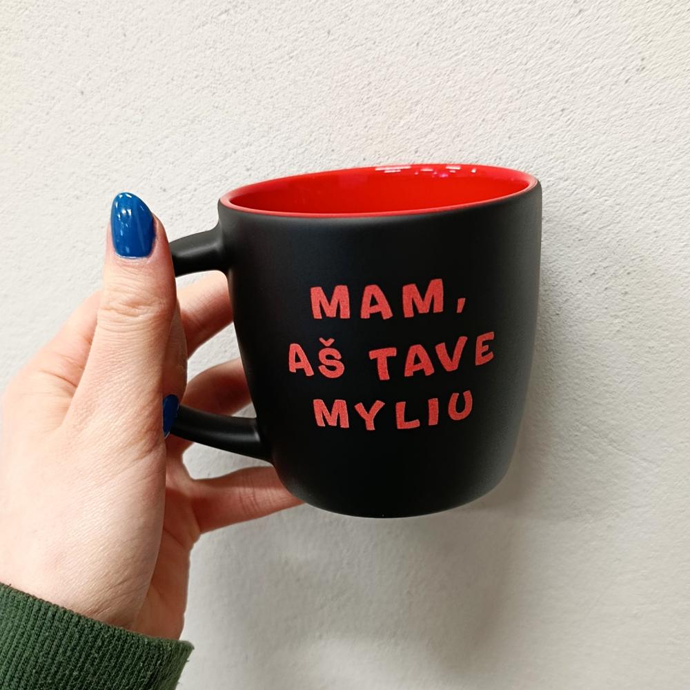 Graviruotas puodelis „Mam, aš tave myliu“