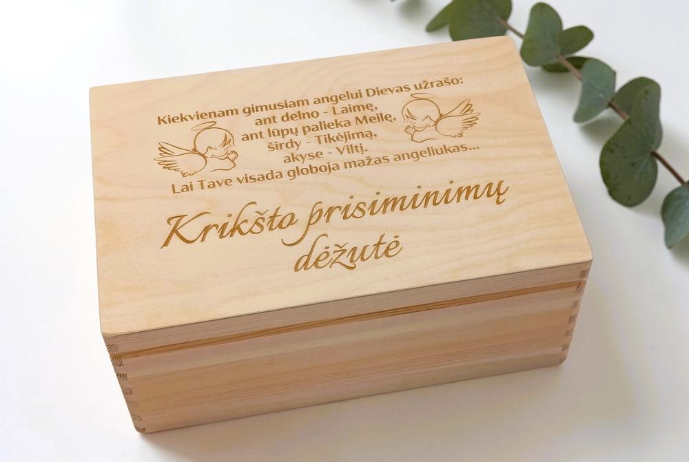 Medinė krikštadėžė „Krikšto prisiminimų dėžutė“