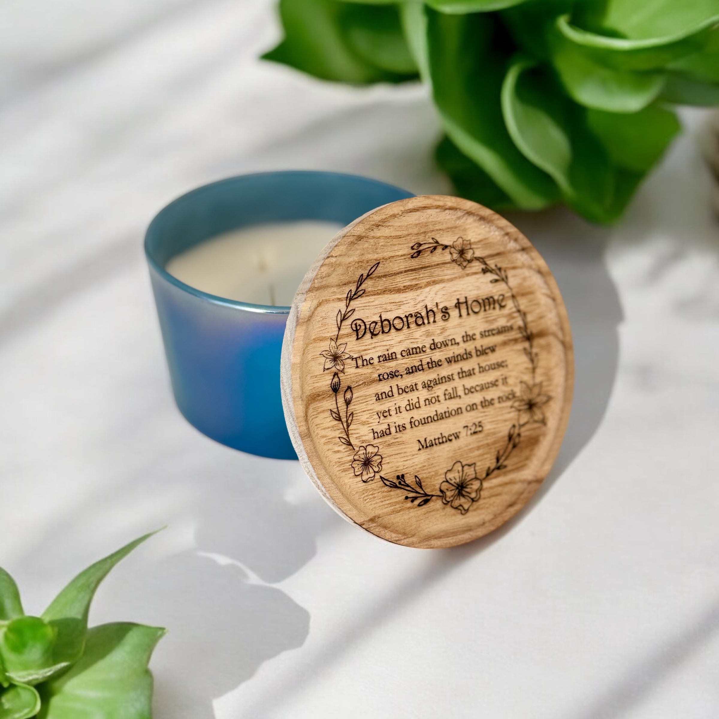 Personalized Engraved Wooden Candle Lid