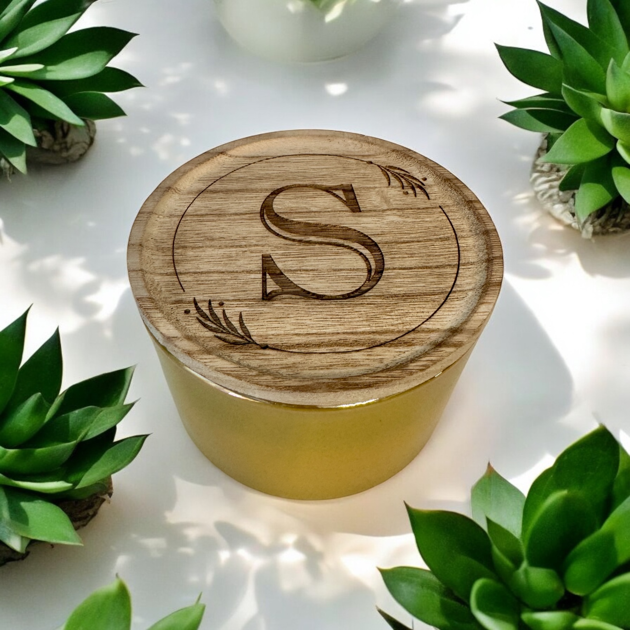 Personalized Engraved Wooden Candle Lid