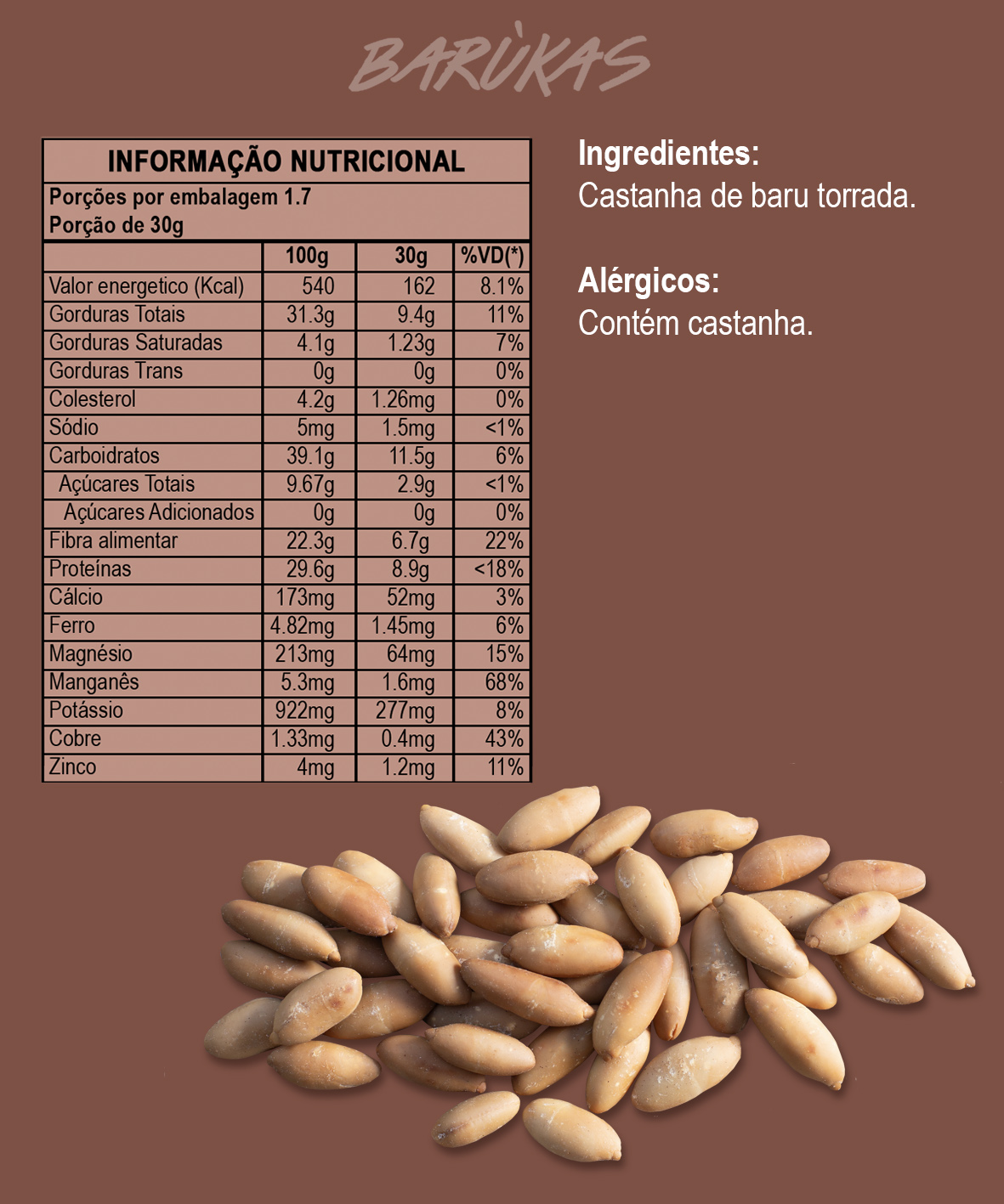 Castanha de Baru Torrada Sem pele 50g