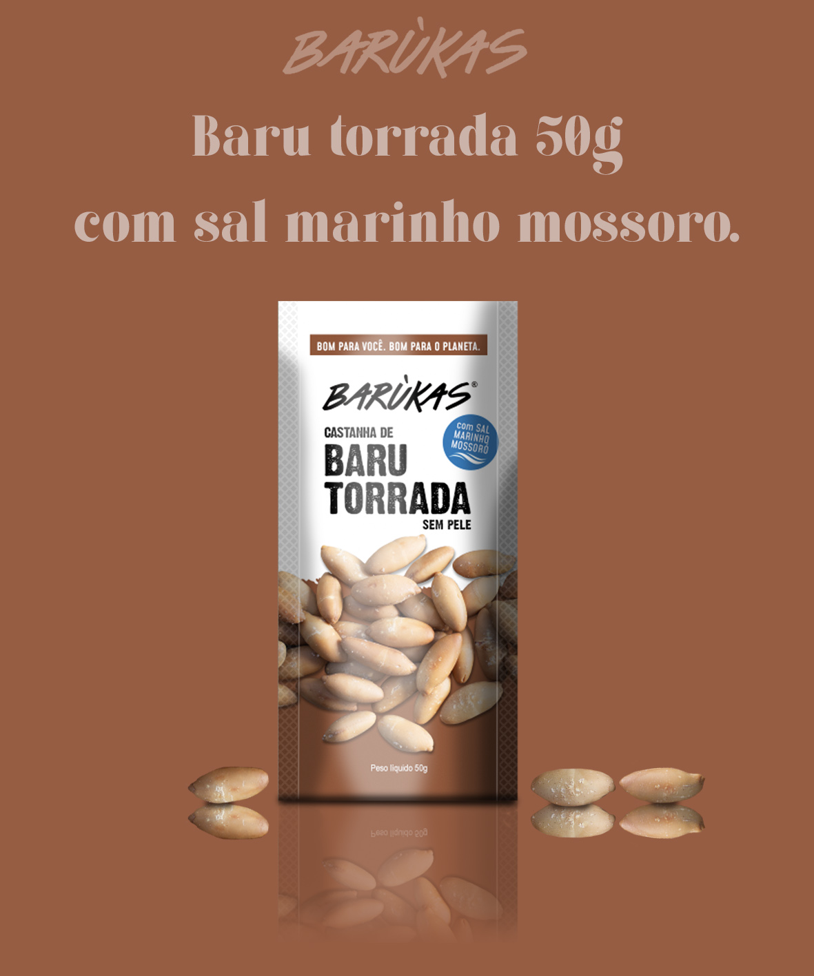 Castanha de Baru torrada sem pele  com sal 50g