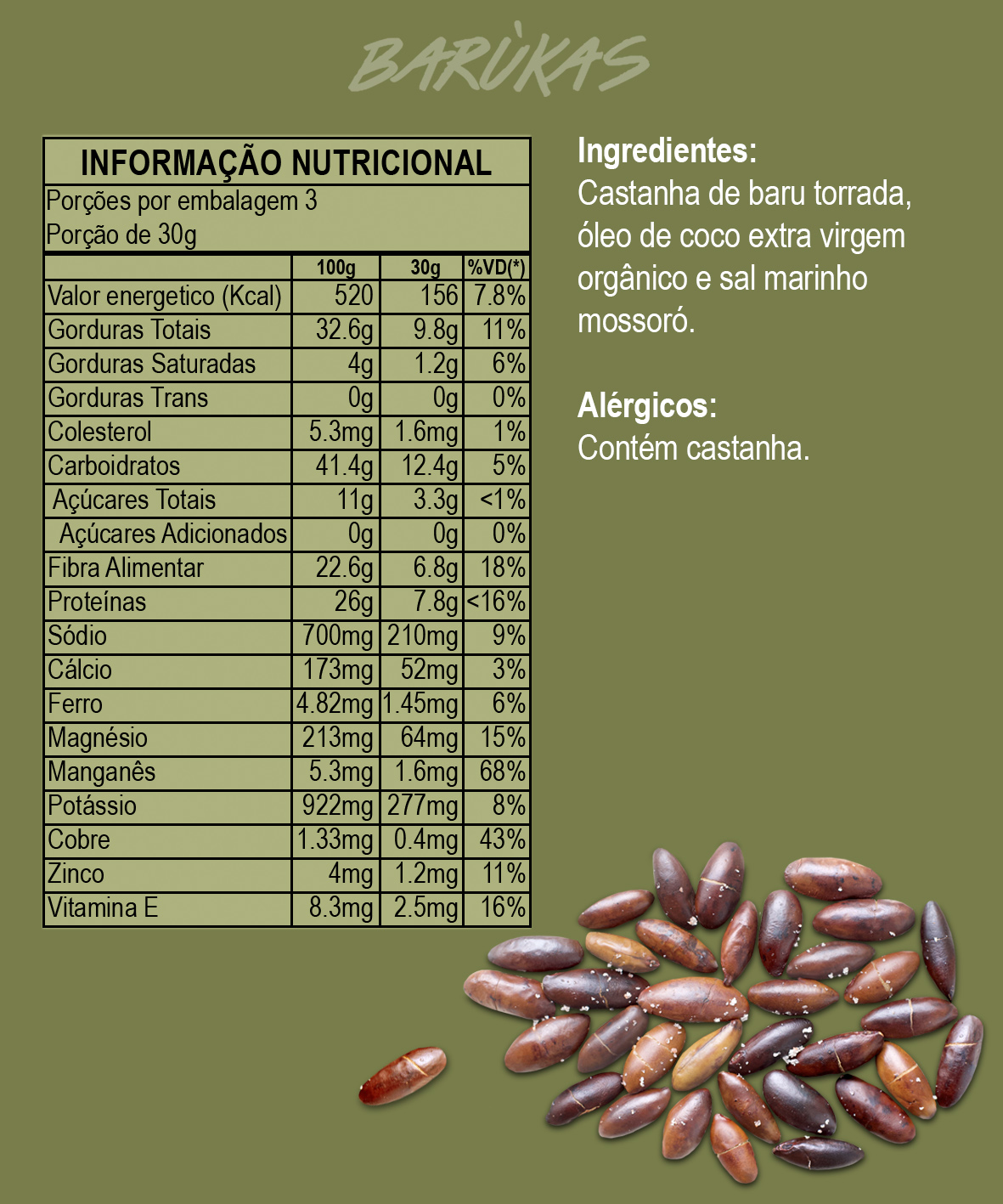Castanha de Baru torrada com sal 90g