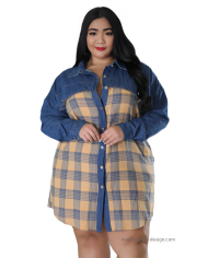 Denim and Plaid Shirt Dress
