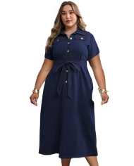 Women's Navy Blue Shirt Dress