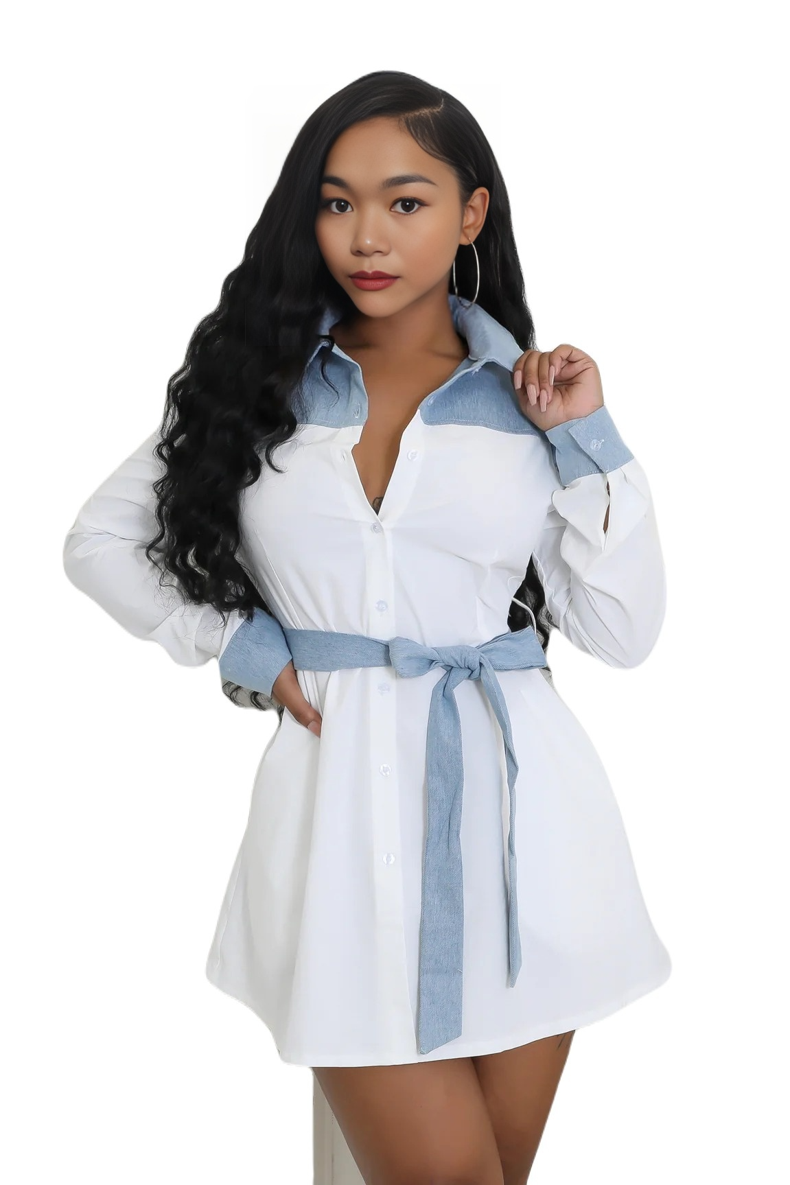 White Button-Up Shirt Dress