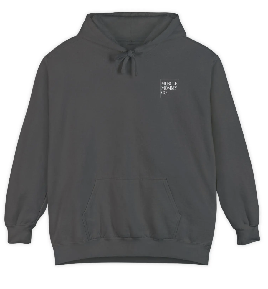 Grey Hoodie | Muscle Mommy Logo