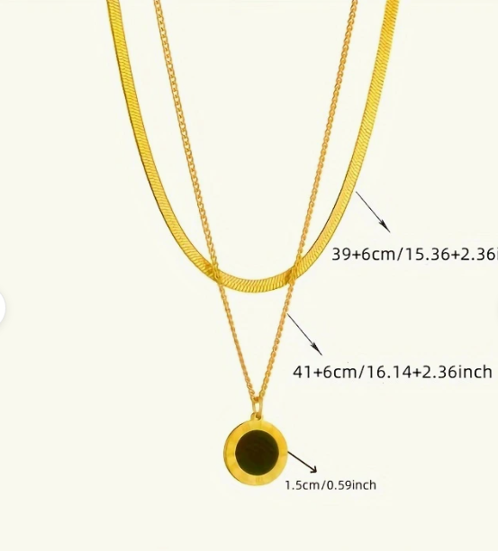 Colar Charme Dourado Duplo com Pingente