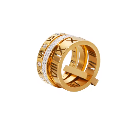 Anel Dourado Triplo Coleção Requinte