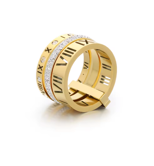 Anel Dourado Triplo Coleção Requinte