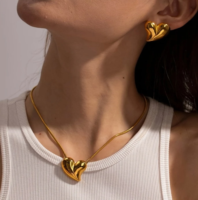 Conjunto de Joias de Coração