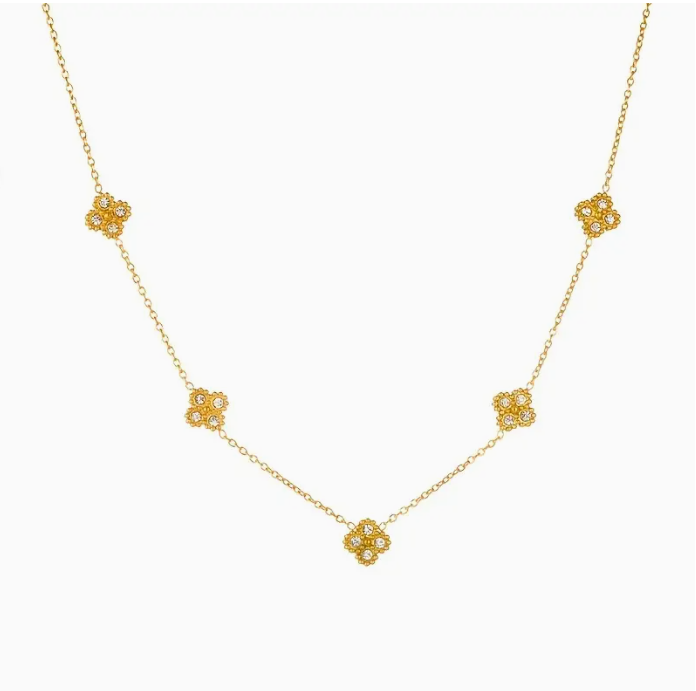 Conjunto Colar e Brincos flores Laque