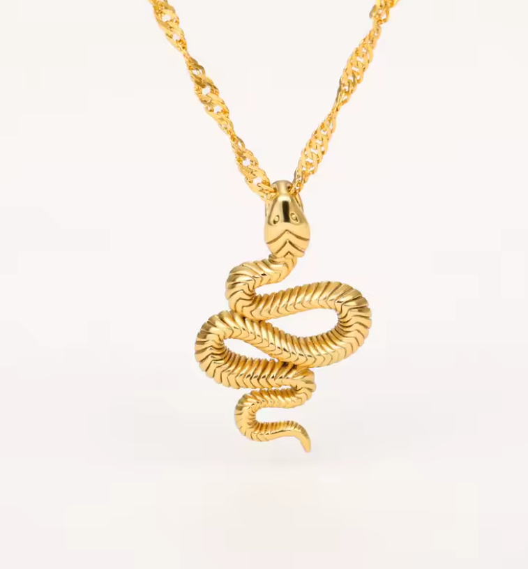 Colar Dourado Pingente de Cobra