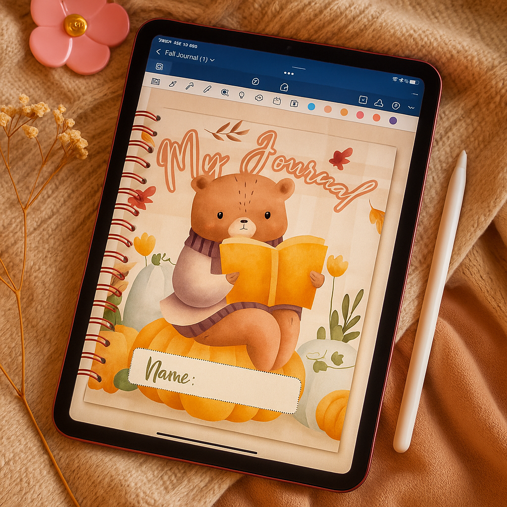 Fall Digital Journal for Goodnotes & iPad  🍂 | Cozy Autumn Aesthetic Notebook, Doodle Journal + FREE Fall Sticker Pack