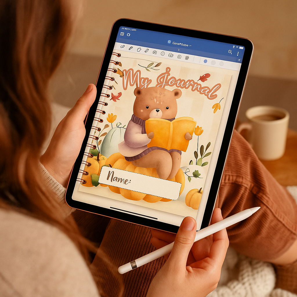 Fall Digital Journal for Goodnotes & iPad  🍂 | Cozy Autumn Aesthetic Notebook, Doodle Journal + FREE Fall Sticker Pack