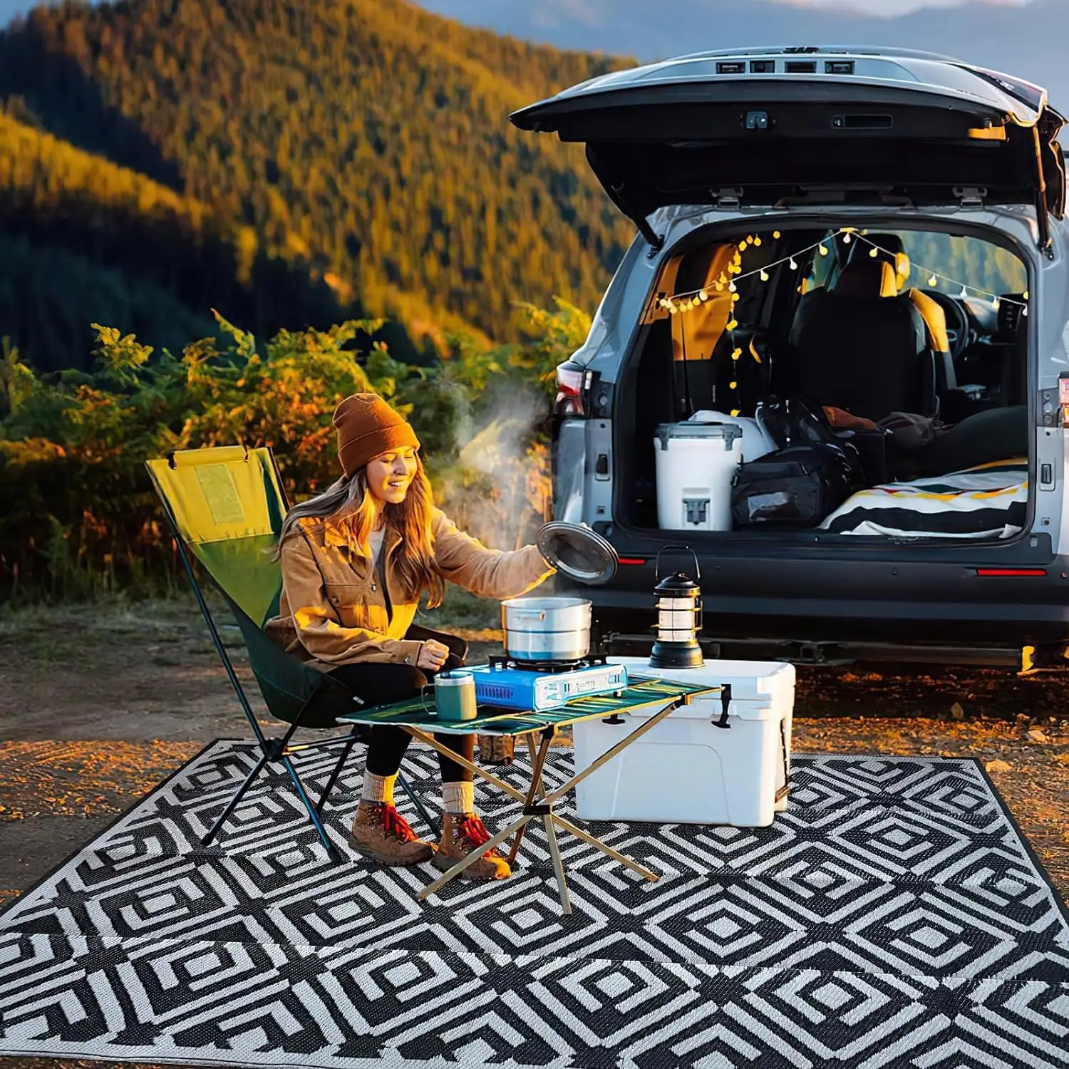 Doppelseitiger Teppich aus Polypropylen für den Außenbereich || Reversible Polypropylene Outdoor Carpet