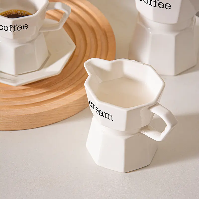 Minimalistisches Kaffeetassen- und Untertassen-Set mit Zuckerbehälter für Tee und Kaffee ||  Minmalistic Coffee & Tea Cup Set with Sugar Bowl, Porcelain Saucer Set