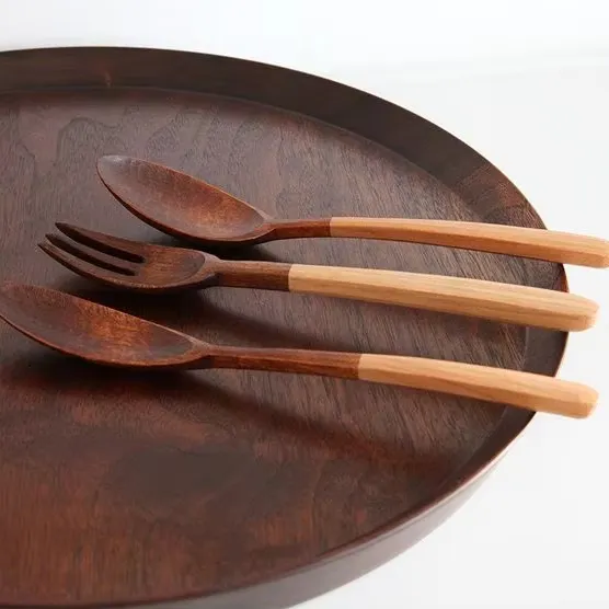 Elegantes Holz-Besteck-Set, tragbar und langlebig, ideal für Hochzeiten und Zuhause || Elegant Wooden Cutlery Set, Portable and Durable, Ideal for Weddings and Home Use
