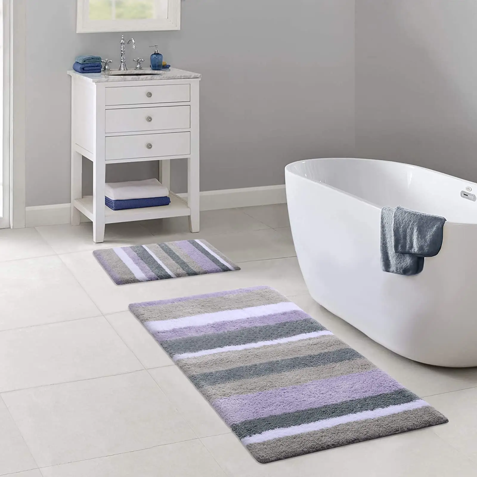 Badezimmerteppich aus Flanell Memory Foam || Thickened Memory Foam Bathroom Carpet with Fleece Surface