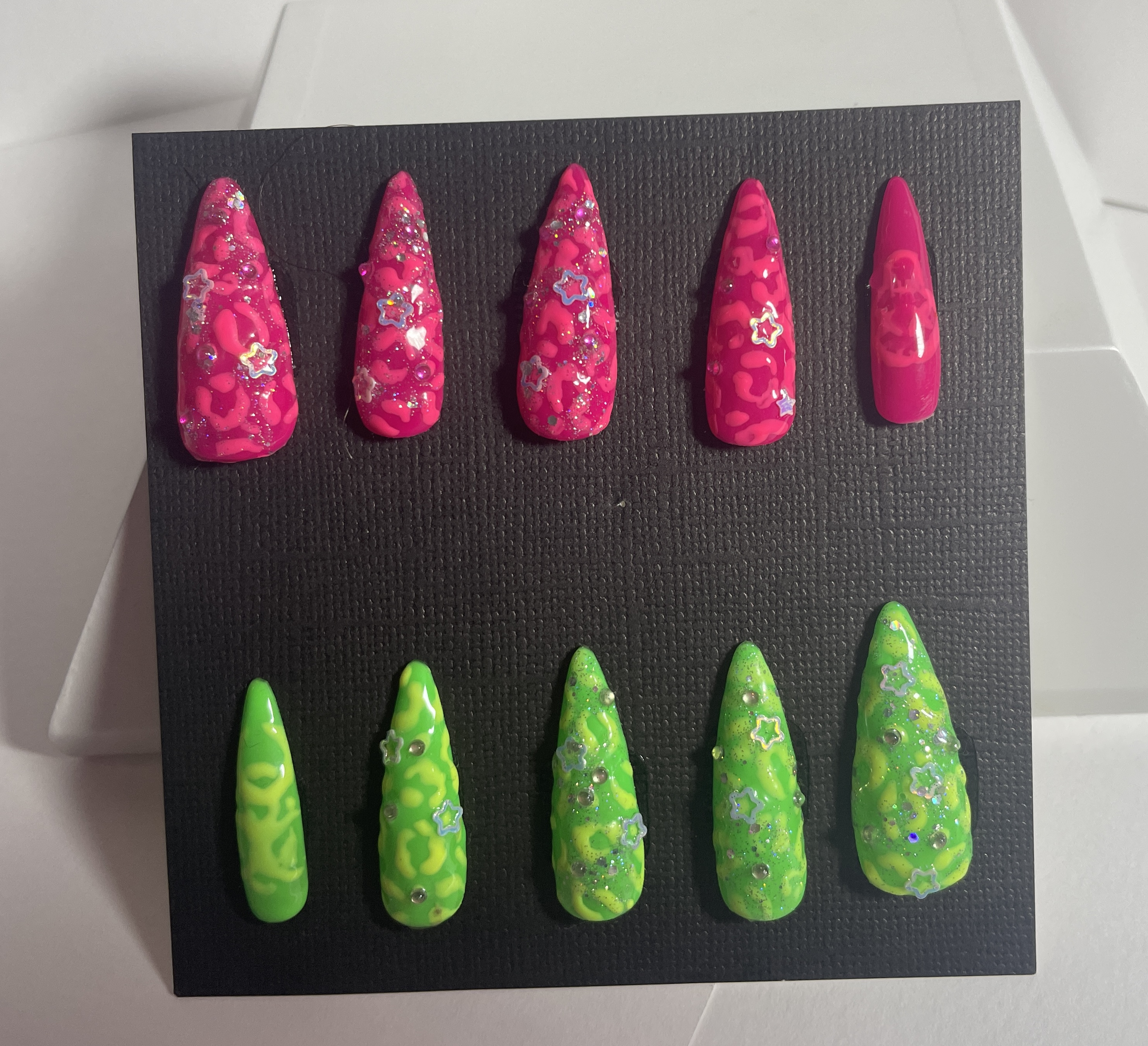 Strawberry/Lime Neon Press-On Nails