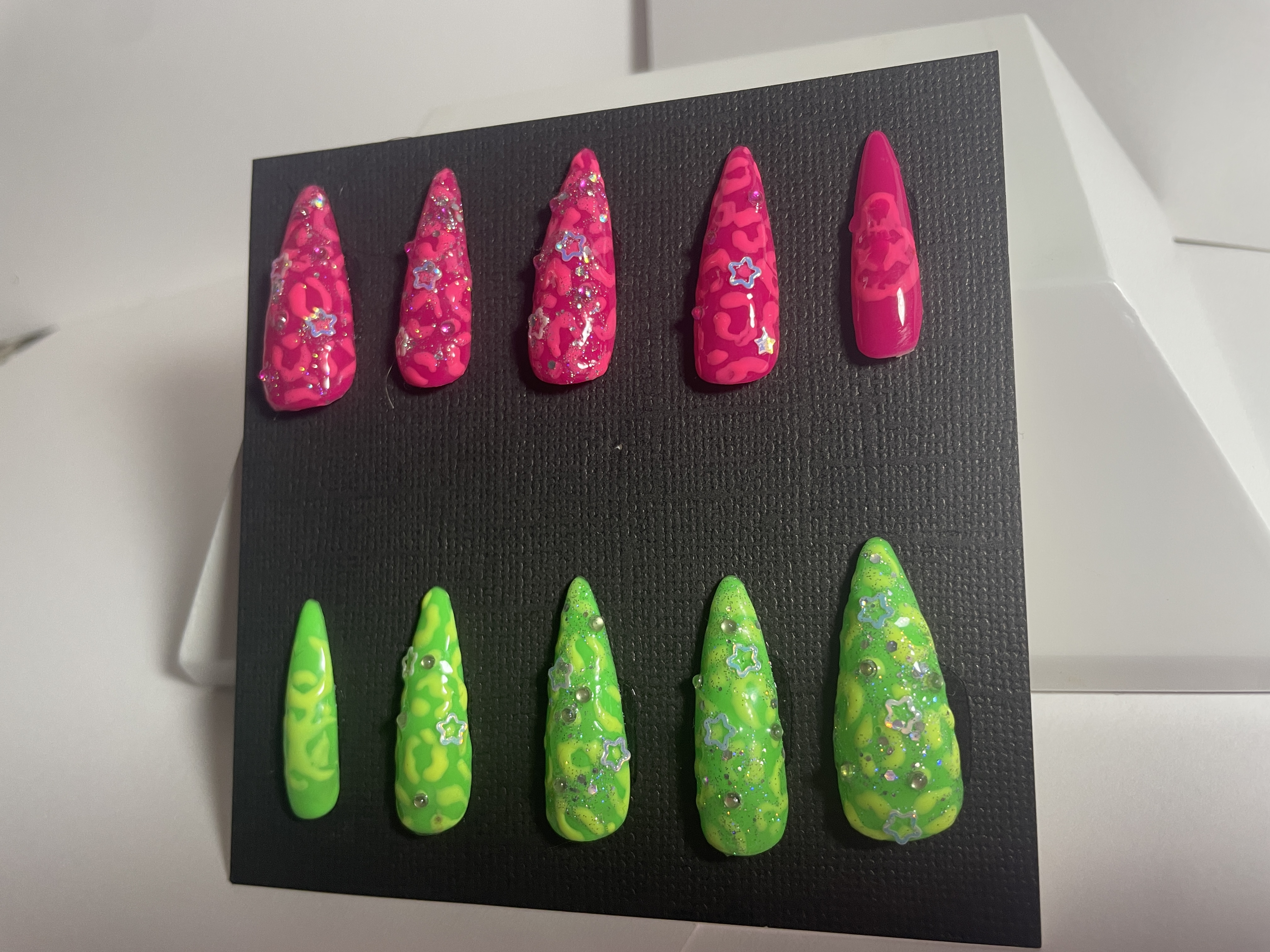 Strawberry/Lime Neon Press-On Nails