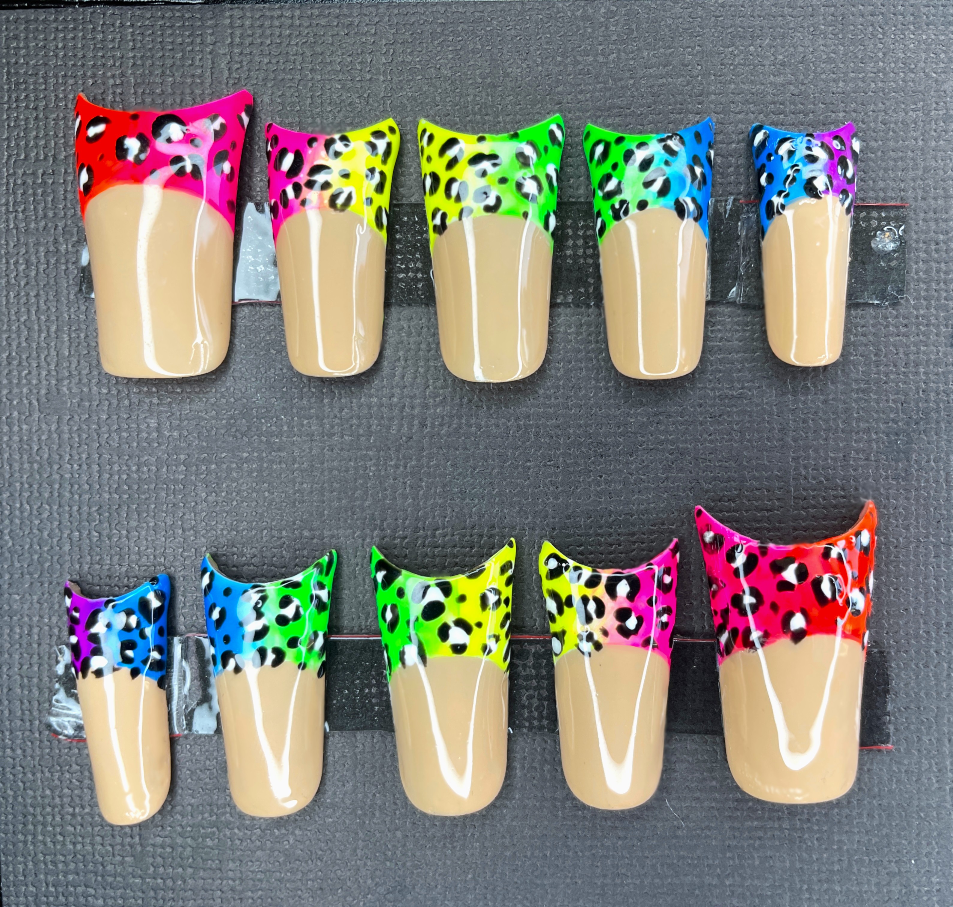 Rainbow Leopard Duckie Press-On Nails