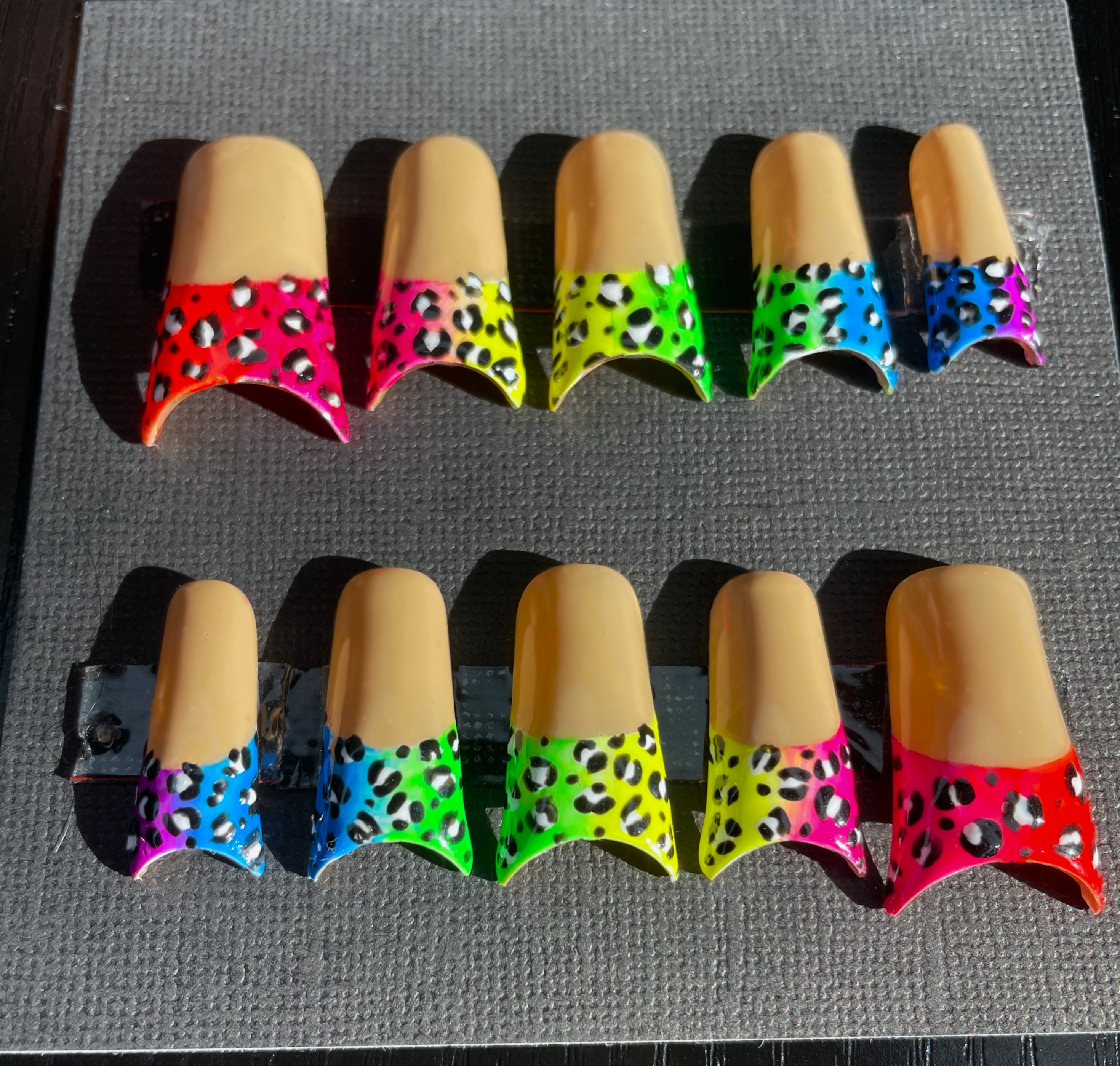 Rainbow Leopard Duckie Press-On Nails