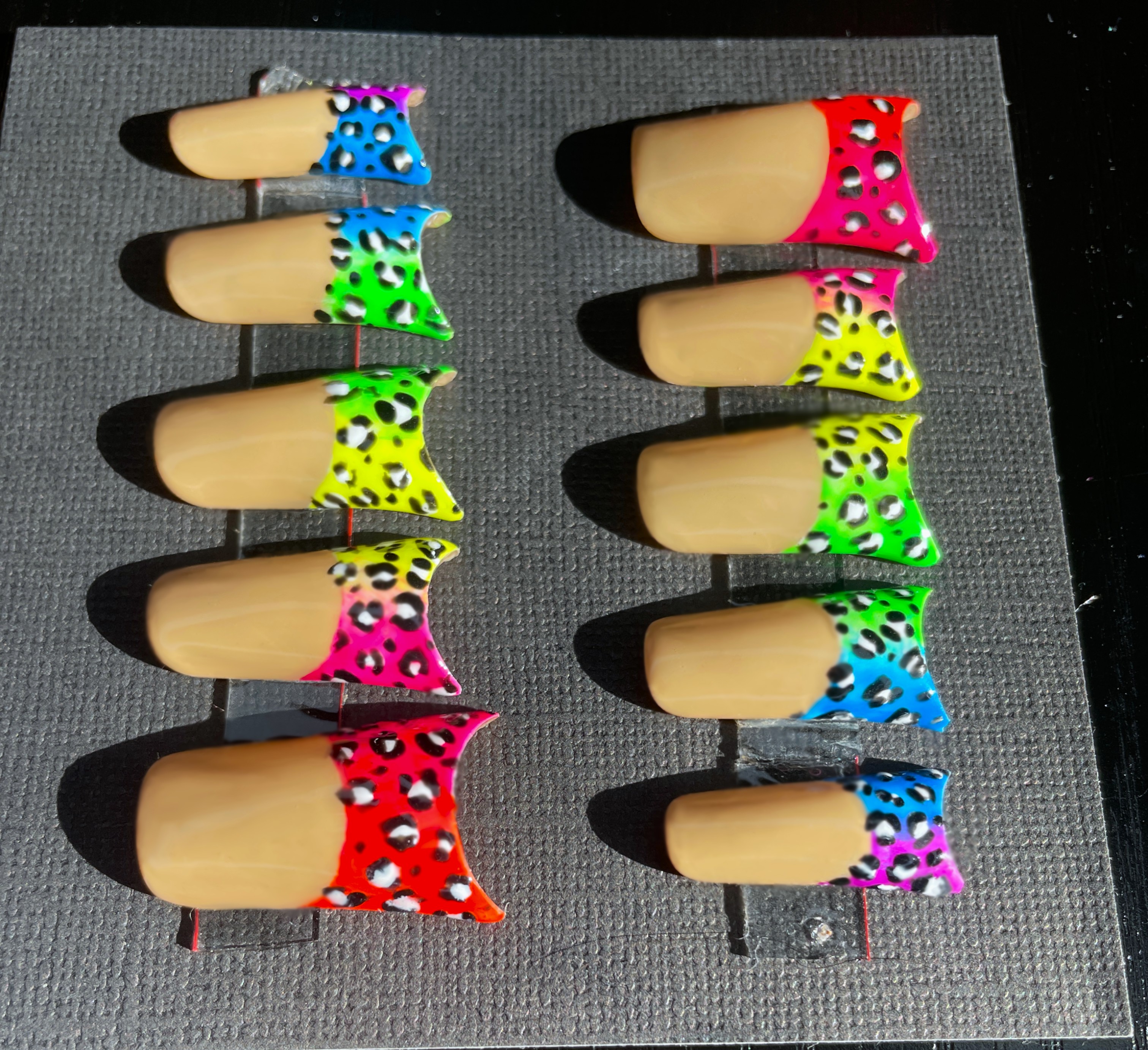 Rainbow Leopard Duckie Press-On Nails
