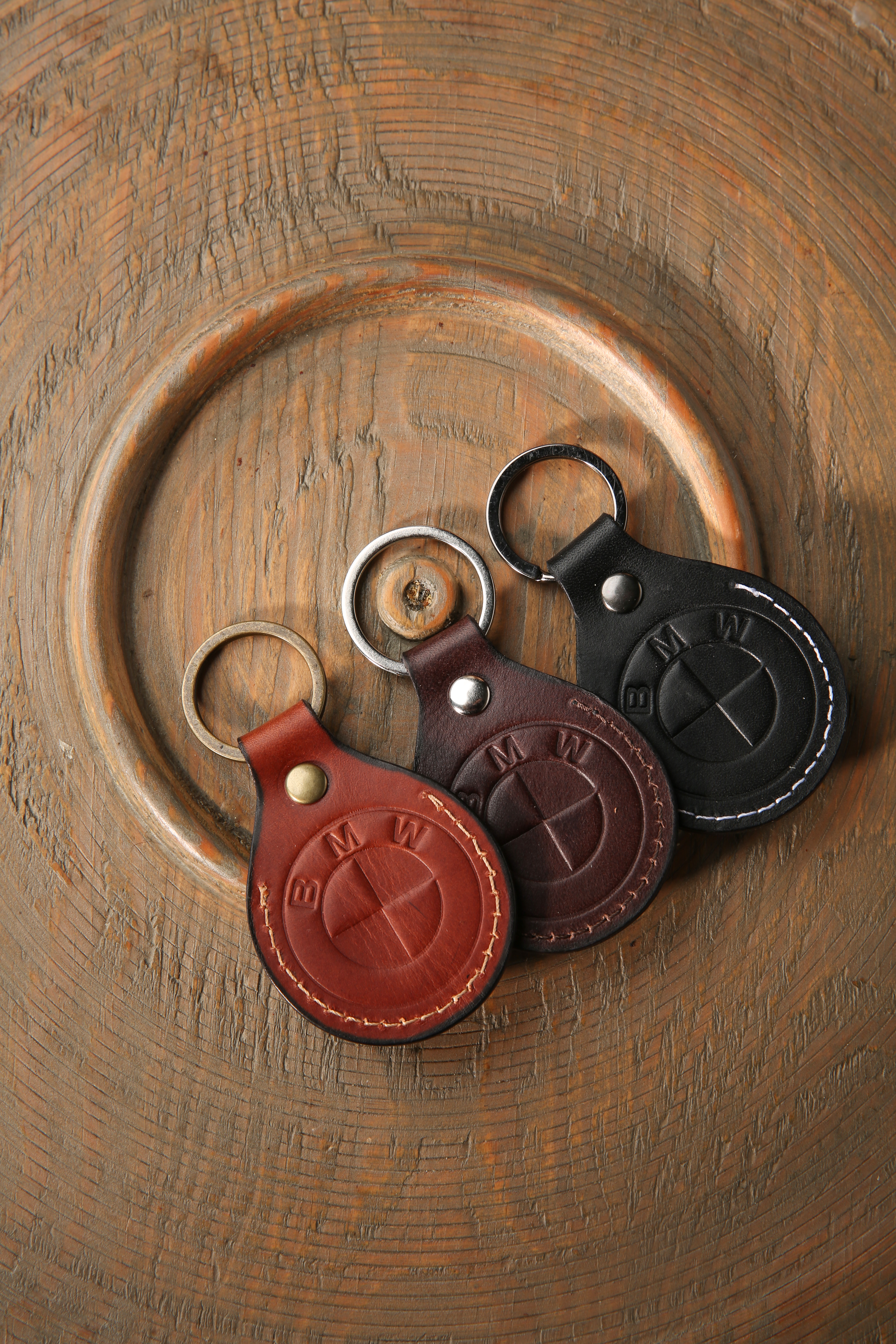 Leather BMW keychain
