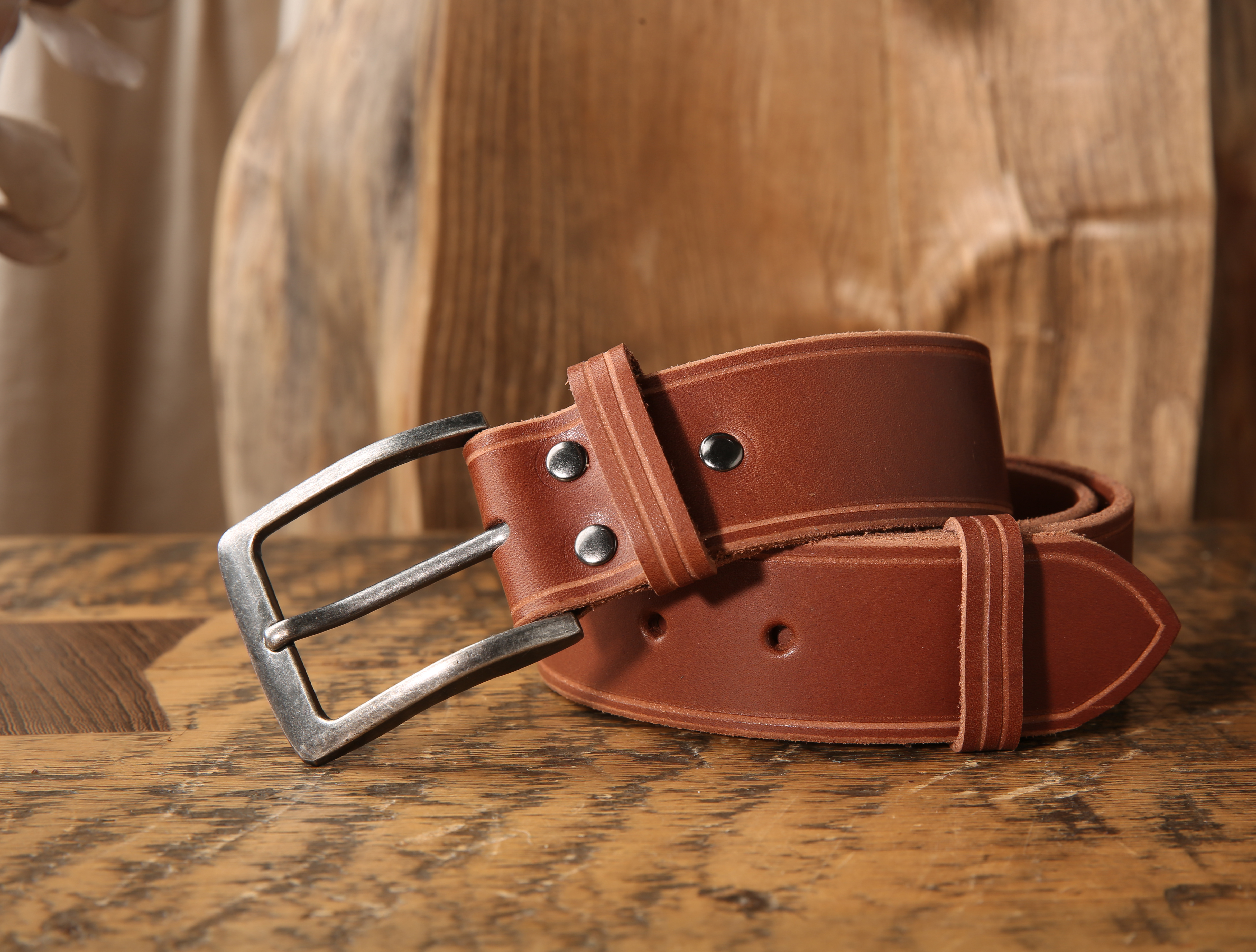 Leather Belt "Vero" with Decorative line