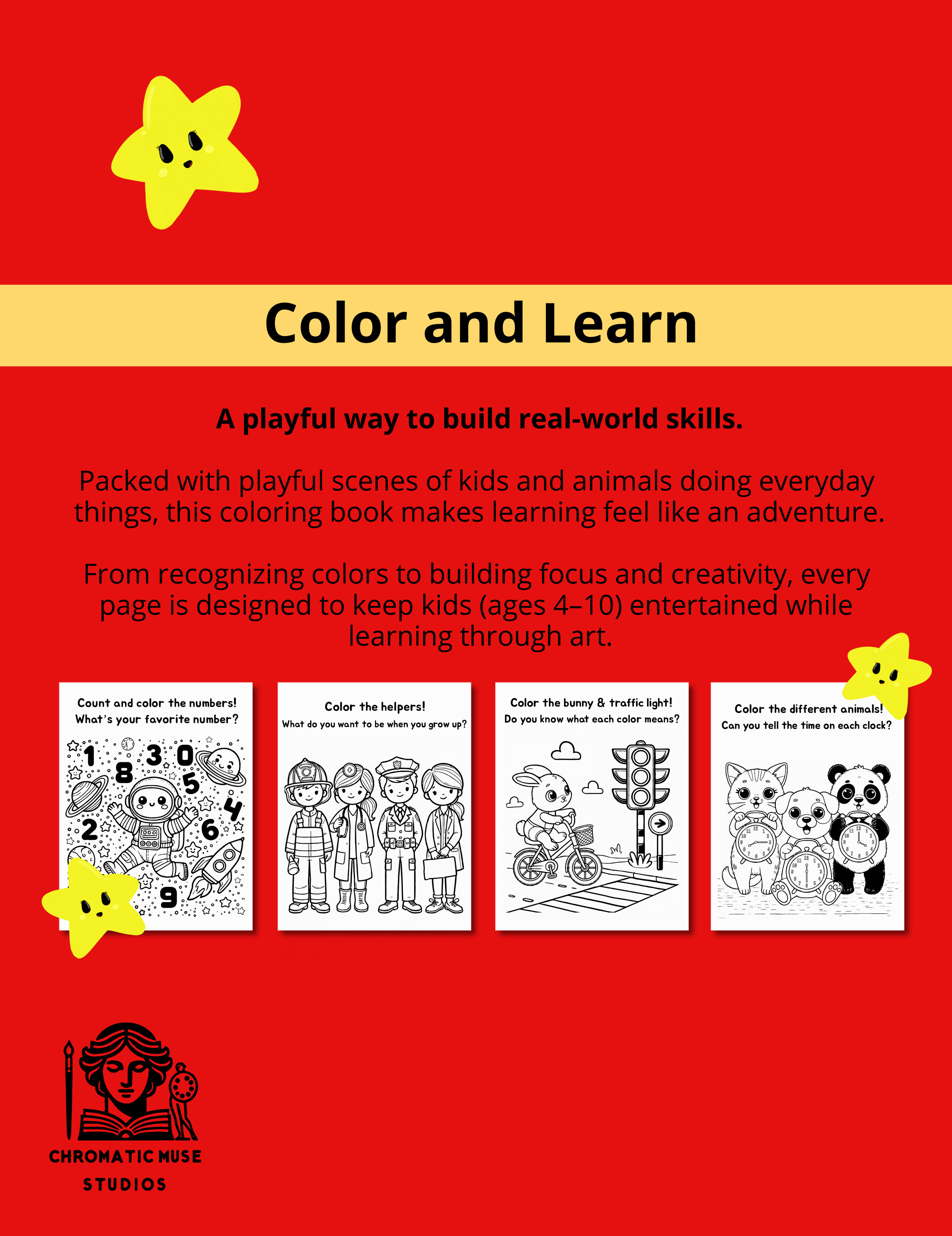 Fun & Educational Coloring book for kids ages 4 to 8