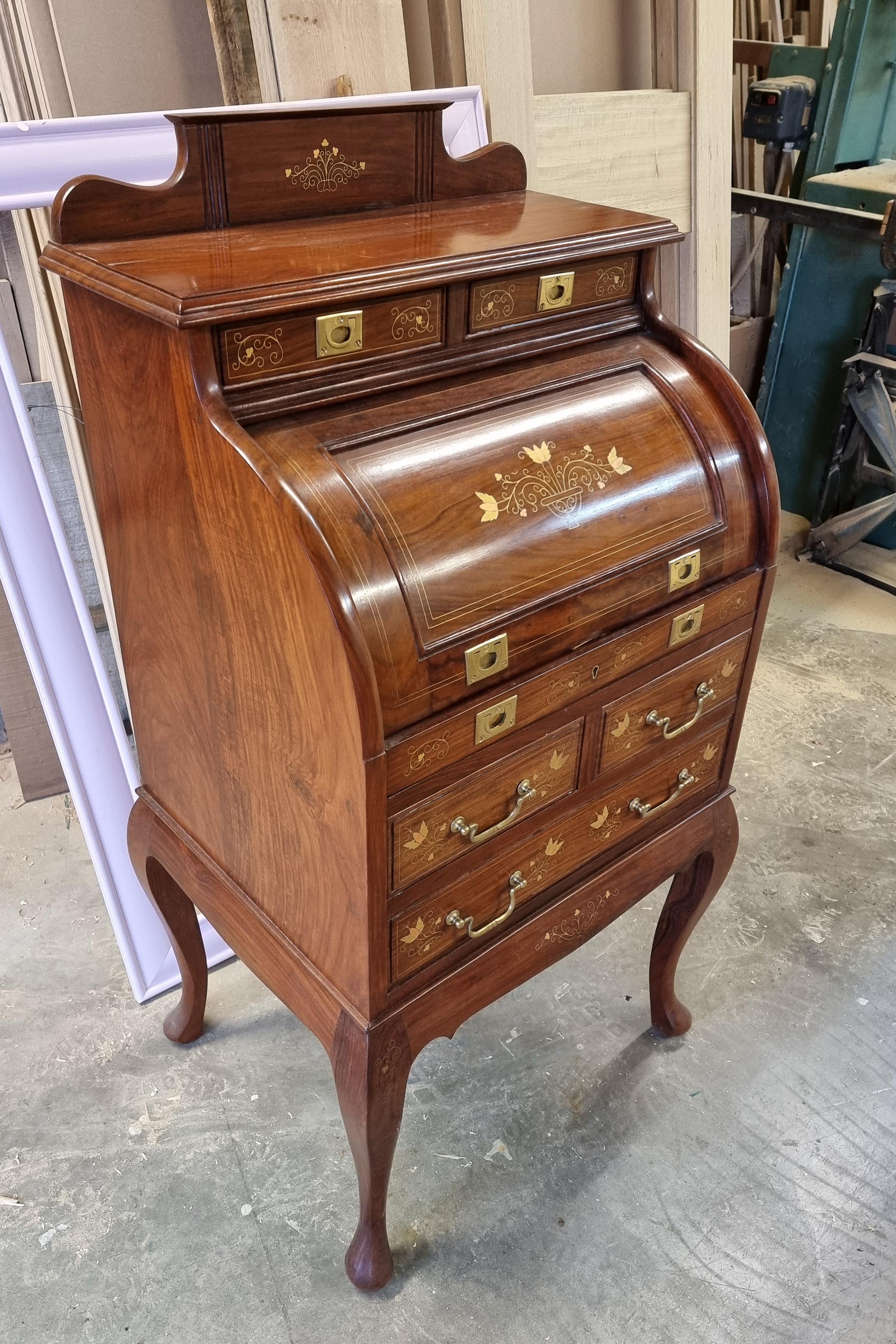 Rosewood Roll-Top Writing Desk