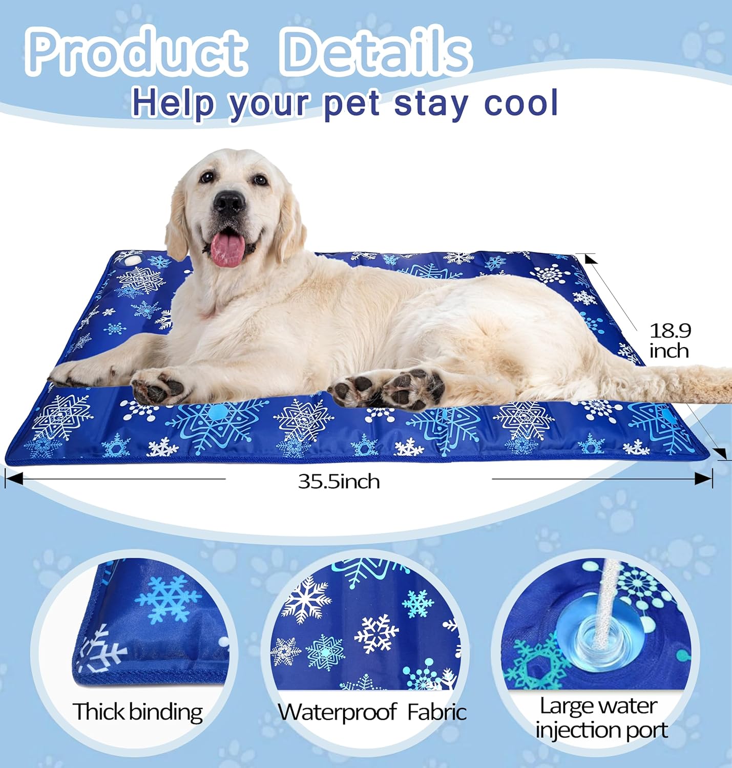 Dog Cooling Mat,Large 35.5"X18.9"-Gel Cooling Mat for Dogs and Cats,Internal Waterproof,Cooling Fiber Material,Cool Dog Bed for Summer,Easy to Clean,Suitable for Indoor and Outdoor