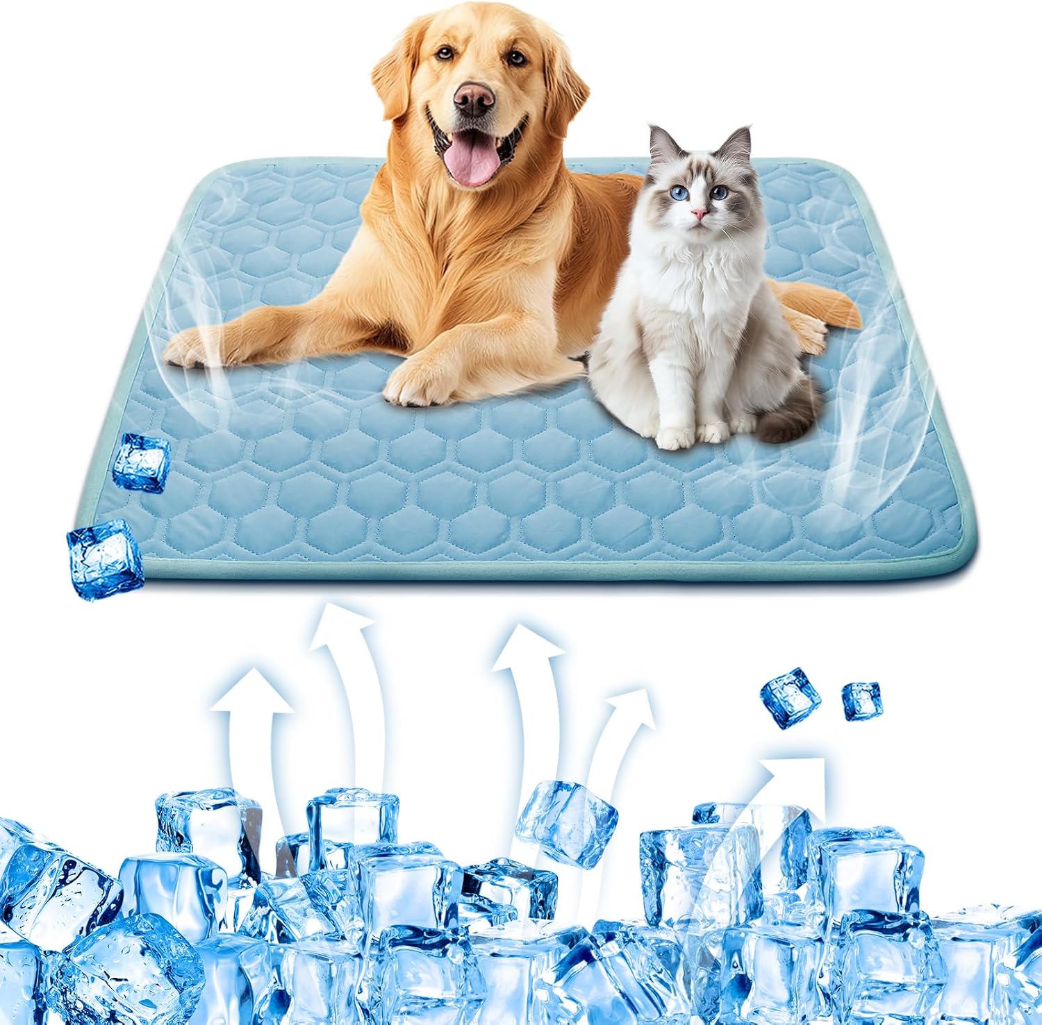 Dog Cooling Mat, Pet Dog Self Cooling Pad, Ice Silk Washable Cooling Mat for Dogs Cats Kennels Crates Beds