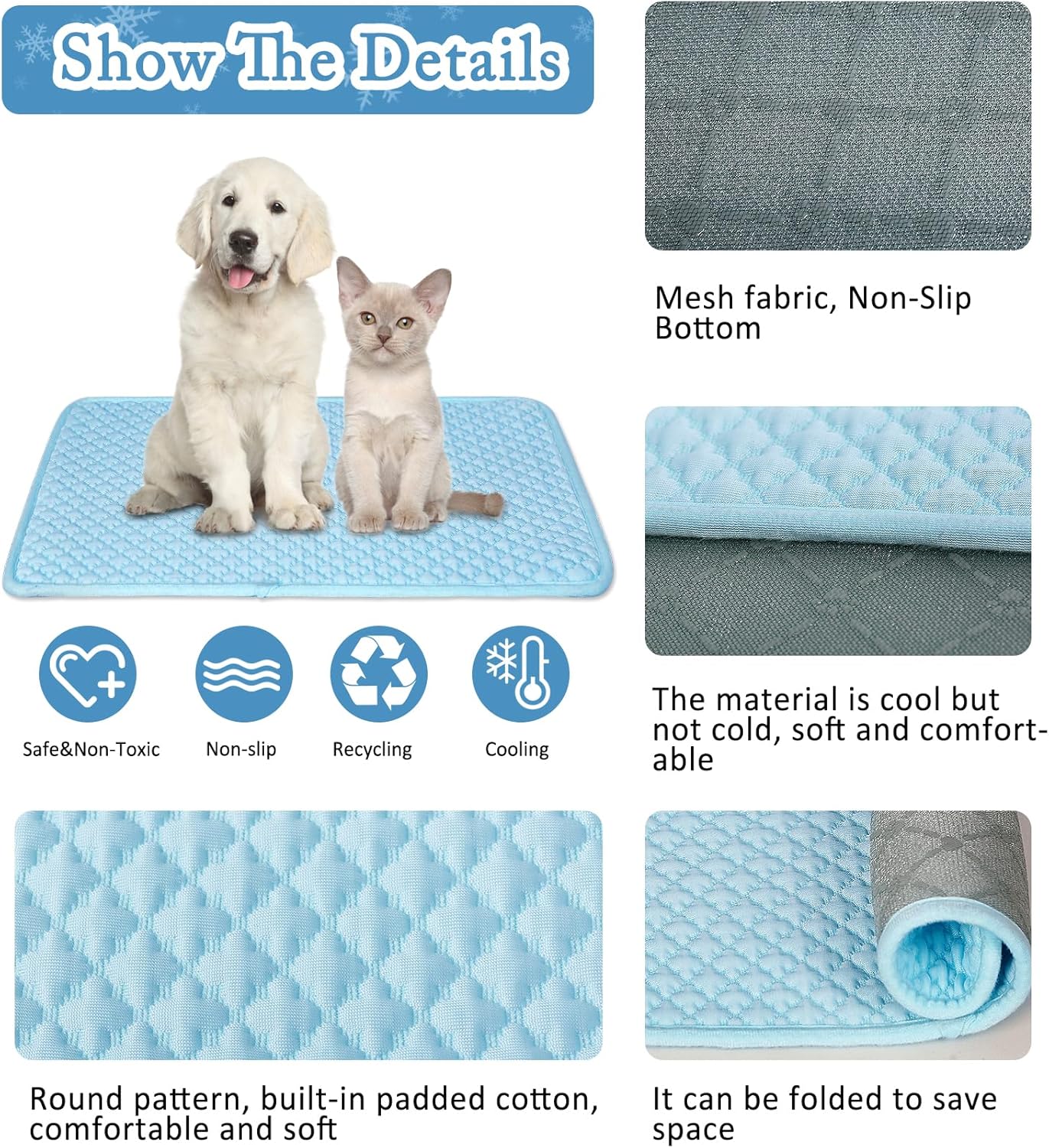 Dogs Cooling Mat Pet Cool Pads Blanket Sleeping Kennel Mat,Washable Ice Silk Sleep Mat Pad Breathable for Large Dogs Cats Large