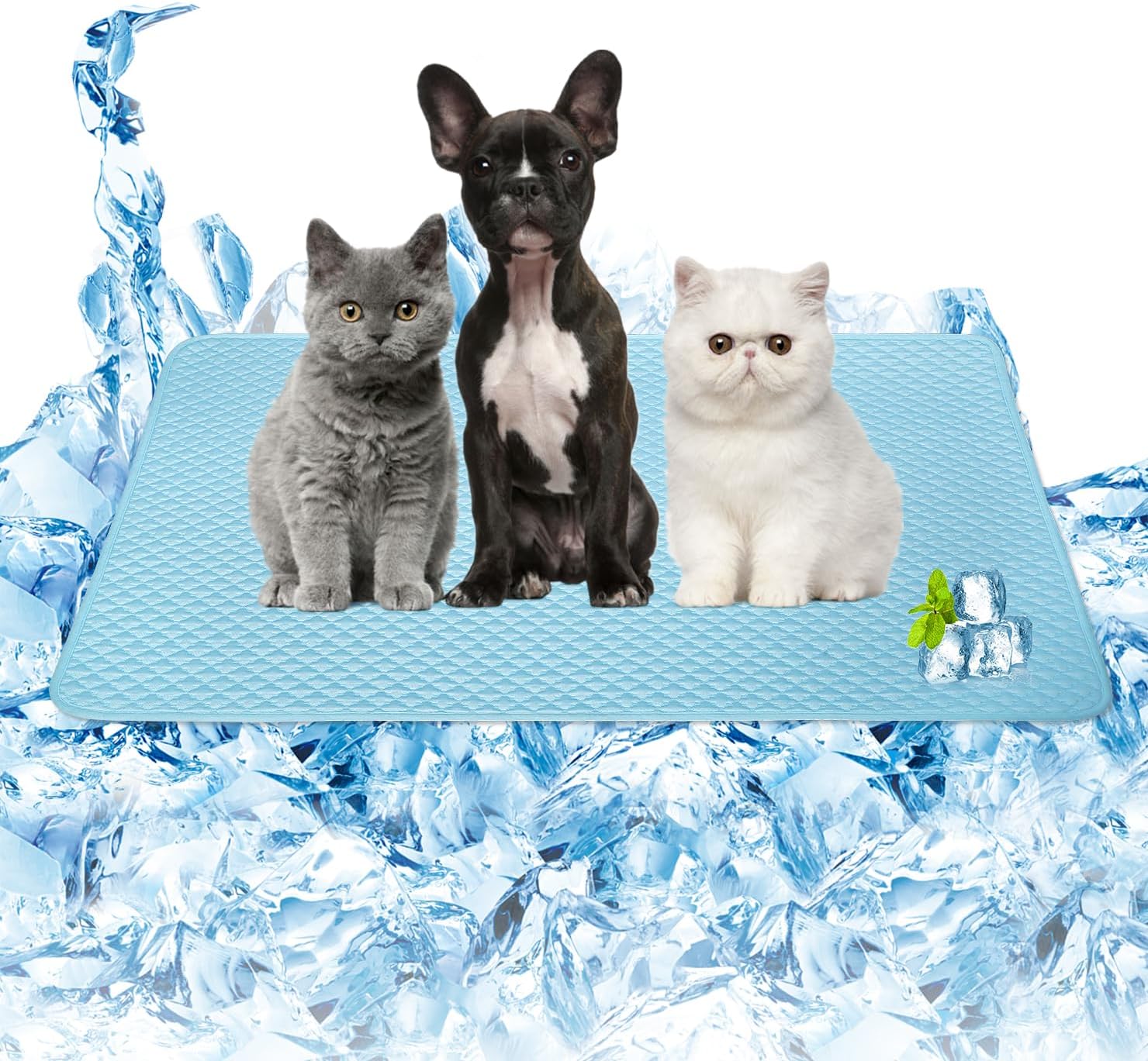 Dogs Cooling Mat Pet Cool Pads Blanket Sleeping Kennel Mat,Washable Ice Silk Sleep Mat Pad Breathable for Large Dogs Cats Large