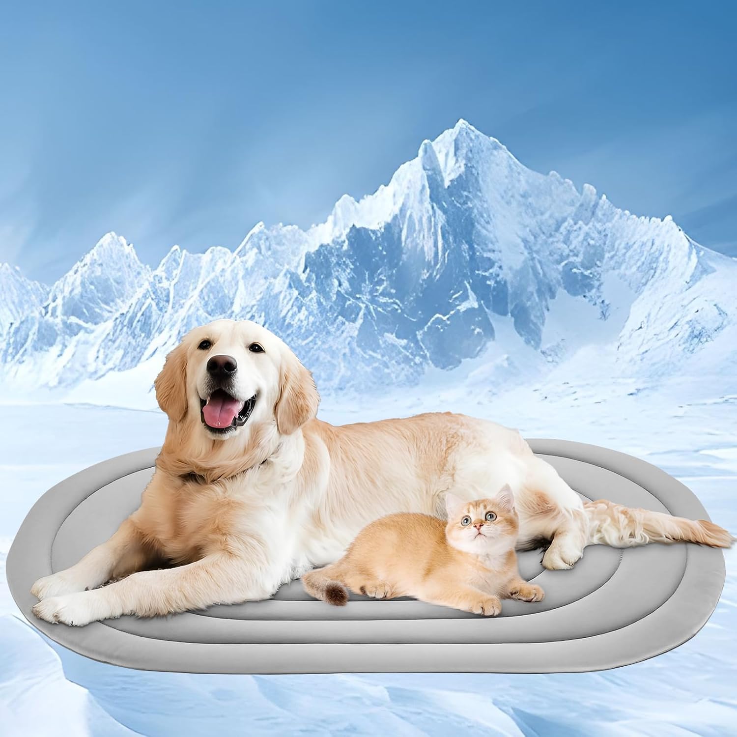 Pet Dog Cooling Mat 39“x27” Reversible Cooling Pad for Dogs and Cats, Comfort Ice Silk Cotton Summer Self Cooling Dog Bed Outdoor Indoor Washable, Ideal for Kennel Sofa Floor Car Seats