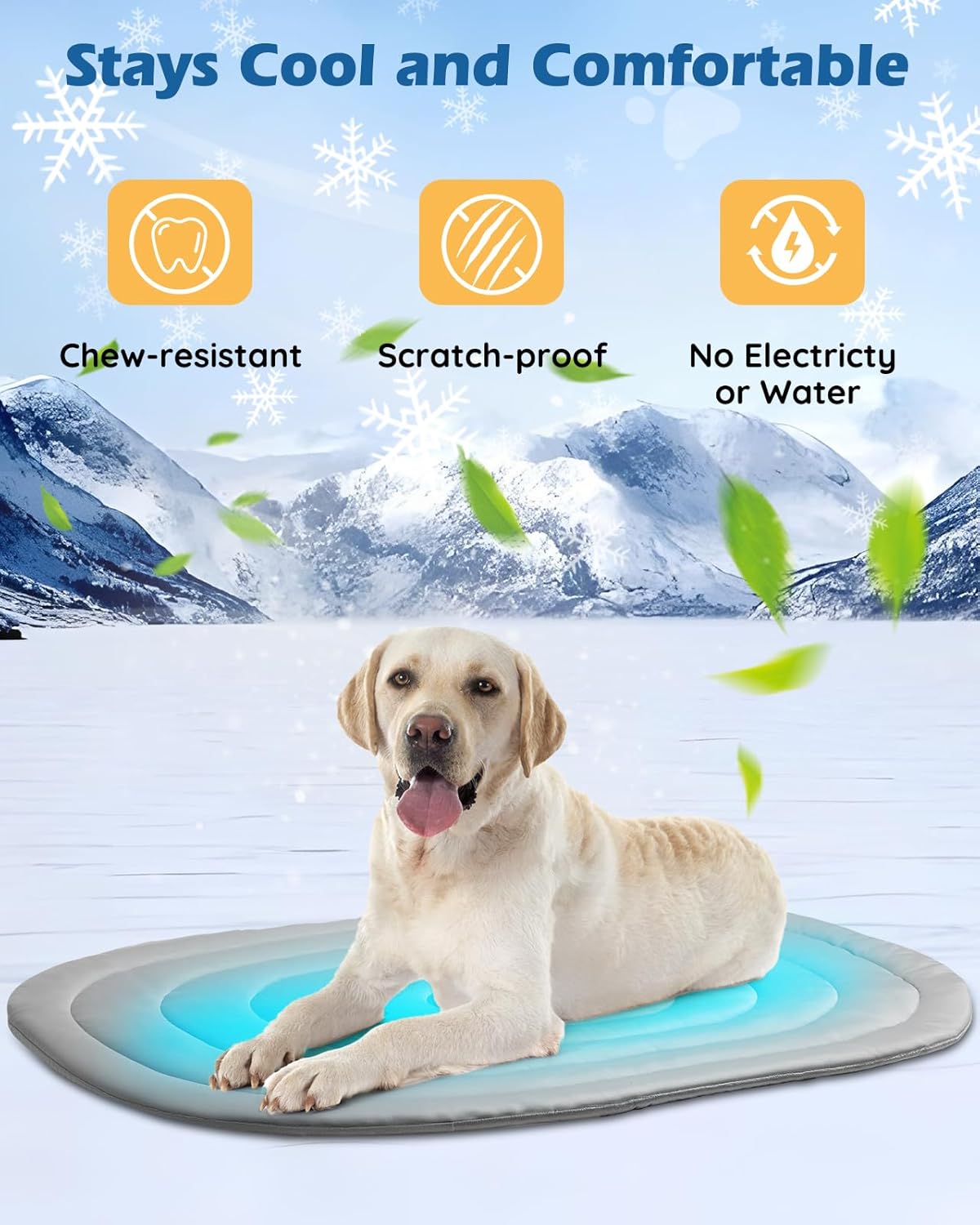 Pet Dog Cooling Mat 39“x27” Reversible Cooling Pad for Dogs and Cats, Comfort Ice Silk Cotton Summer Self Cooling Dog Bed Outdoor Indoor Washable, Ideal for Kennel Sofa Floor Car Seats